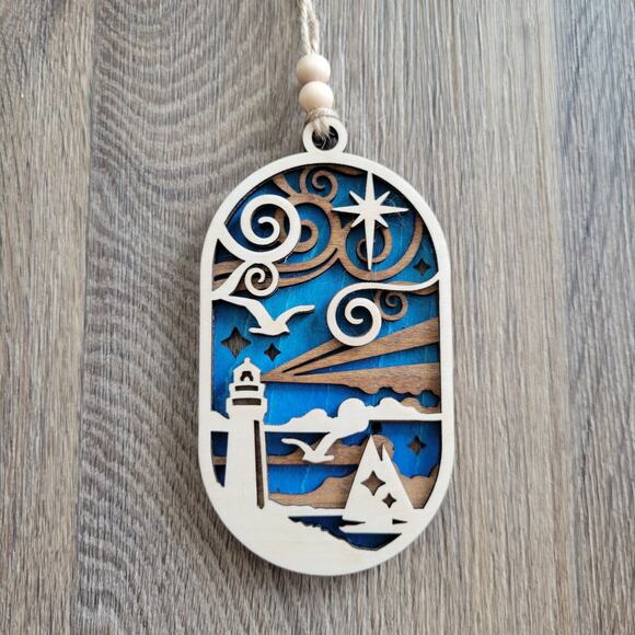 Lighthouse Christmas Ornament Blue variant - Picture 1 of 6